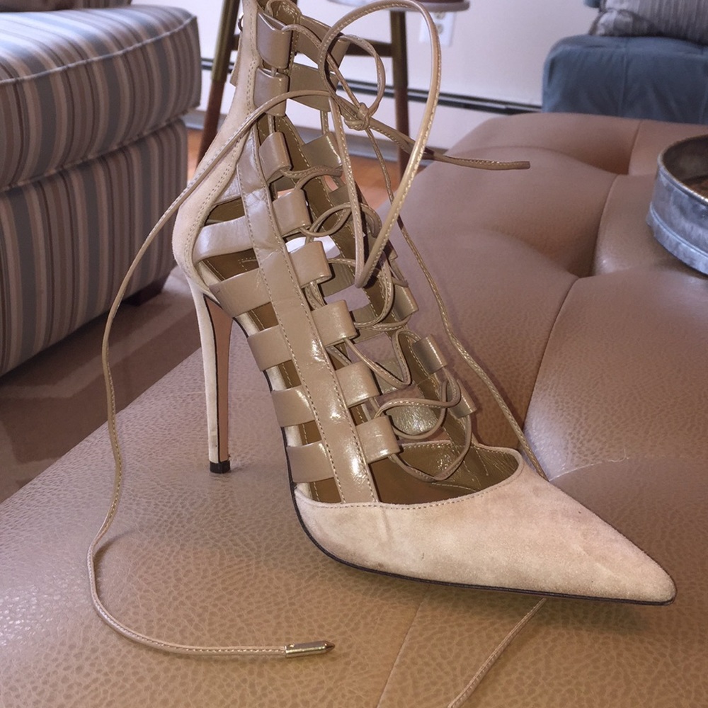 AQUAZZURA Super sexy lace up ankle wrap pump